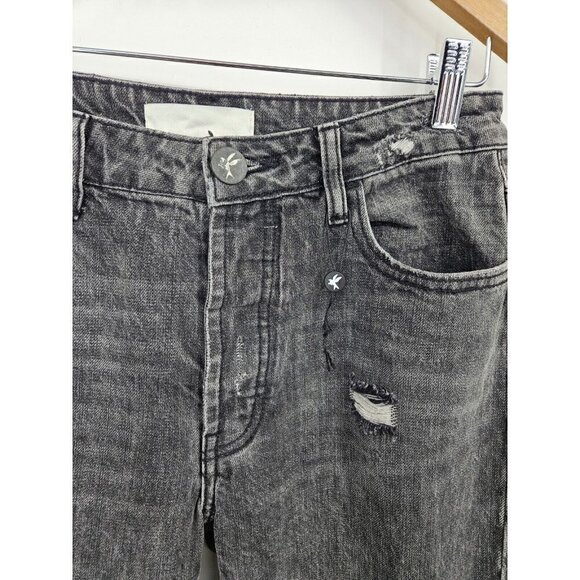 New One Teaspoon Truckers Jeans Womens 25 Black Mid Waist Distressed - Picture 2 of 6